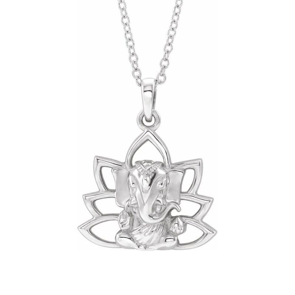 Sterling Silver Ganesha Necklace, 16-18 Inch